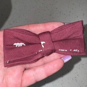 Burgundy Bow Tie with White Accents